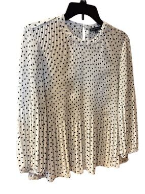 Adrianna Papell White Blouse with Black Heart Print